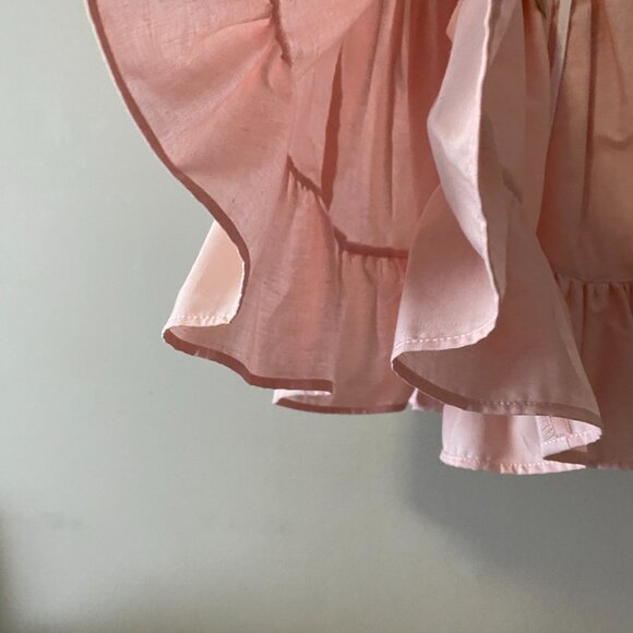 Handmade Children's Pink White 100% Cotton Tie Spaghetti Strap Dress - Picture 12 of 14
